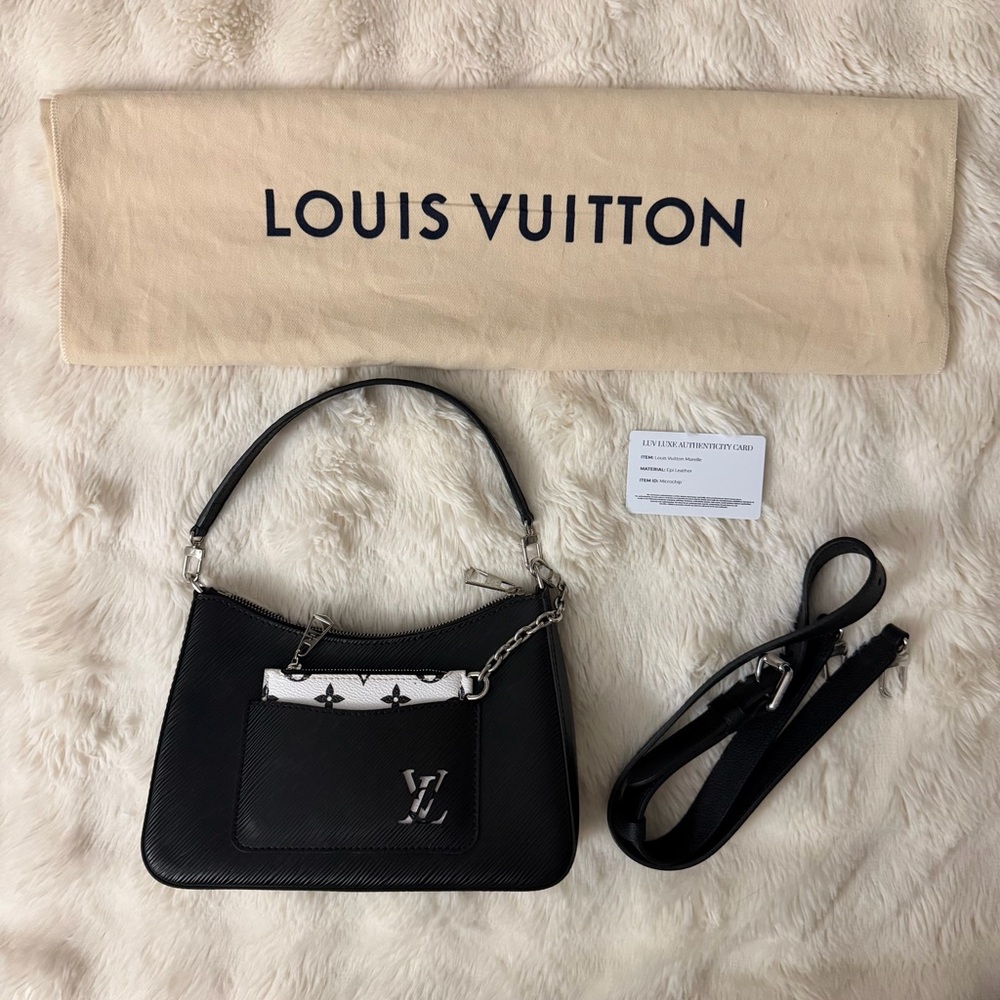 Louis Vuitton Black Marelle Shoulder Bag with Silver Hardware - Picture 4 of 8